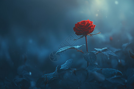 黑暗中的红色玫瑰背景图片