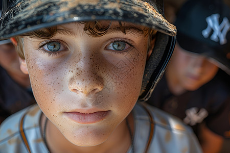 活塞队服小男孩戴着棒球帽背景