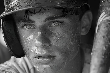 棒球男孩的汗水背景图片