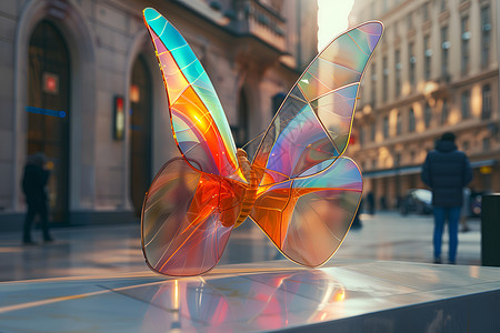 彩色玻璃建筑彩色玻璃蝴蝶背景