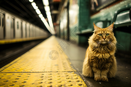 站台上的动物猫咪背景图片