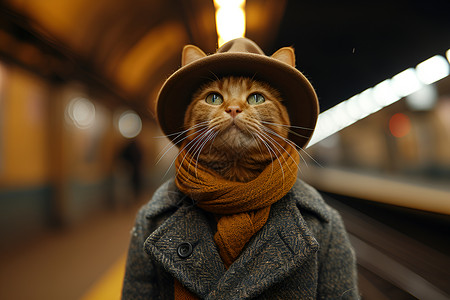 地铁的猫现代地铁猫高清图片
