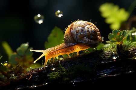 森林的蜗牛背景图片