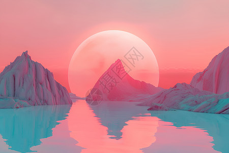 日落下的冰山背景图片