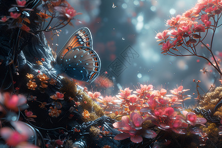 森林里的蝴蝶背景图片