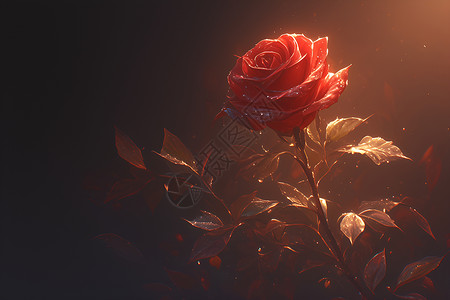 绽放的玫瑰霜冻红玫瑰的呼吸瞬间插画