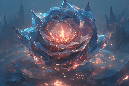 燃烧的玫瑰冰心绽放背景图片