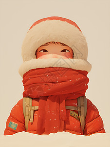 厚重衣物冬日的男孩插画