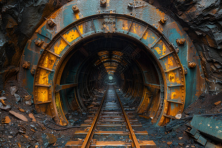 金属火车隧道背景图片