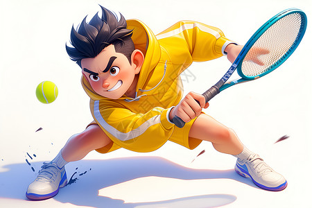 网球少年打网球卡通高清图片