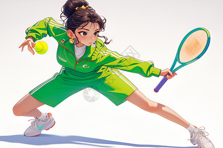 打网球女孩打网球的女孩插画