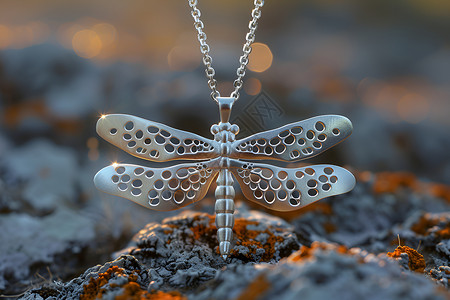 银饰背景素材银蜻蜓吊坠背景