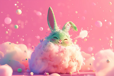 甜甜的棉花糖兔子背景图片