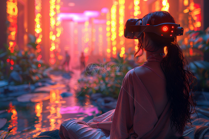 VR眼镜中的虚拟世界图片