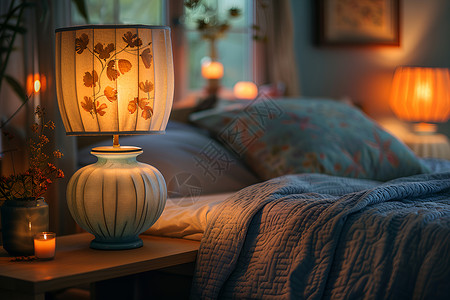 卧室床头灯复古的床头灯背景