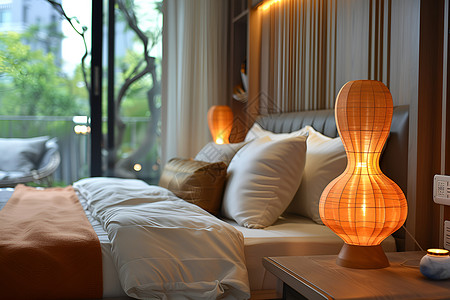 卧室床头灯现代卧室中的床头灯背景