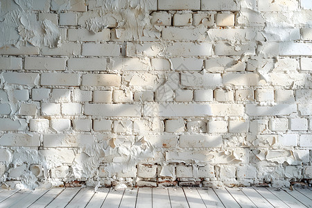 凹凸不平白色砖块的墙壁背景