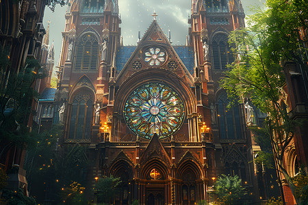 宏伟壮观的教堂法式建筑之美插画