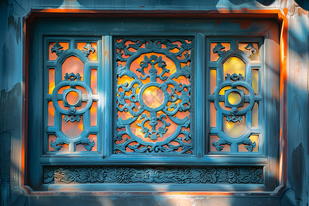 窗框雕花古风窗框上的艺术细节背景