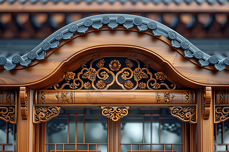 窗框雕花中国风窗花艺术背景