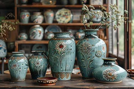 精美的瓷器罐子花瓶高清图片