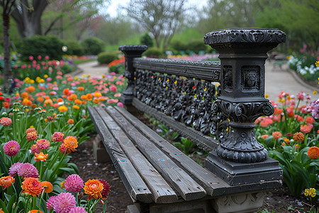 公园的花坛设计高清图片