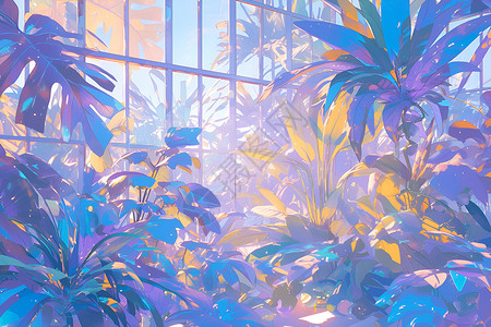 玻璃窗户里的棕榈树背景图片
