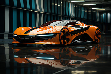 橙色跑车新能源车橙色车高清图片
