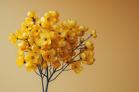 纤芯黄色的花簇插画