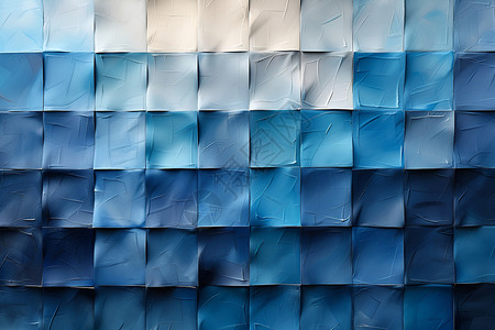 墙面色彩几何的蓝色方块插画