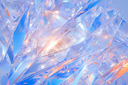水晶钻石金项链蓝色玻璃碎片纹理插画