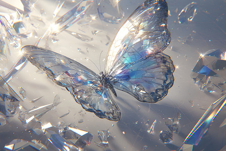 蓝白色水晶蝴蝶背景图片