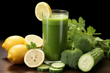 绿色柠檬底纹青汁蔬果果汁背景