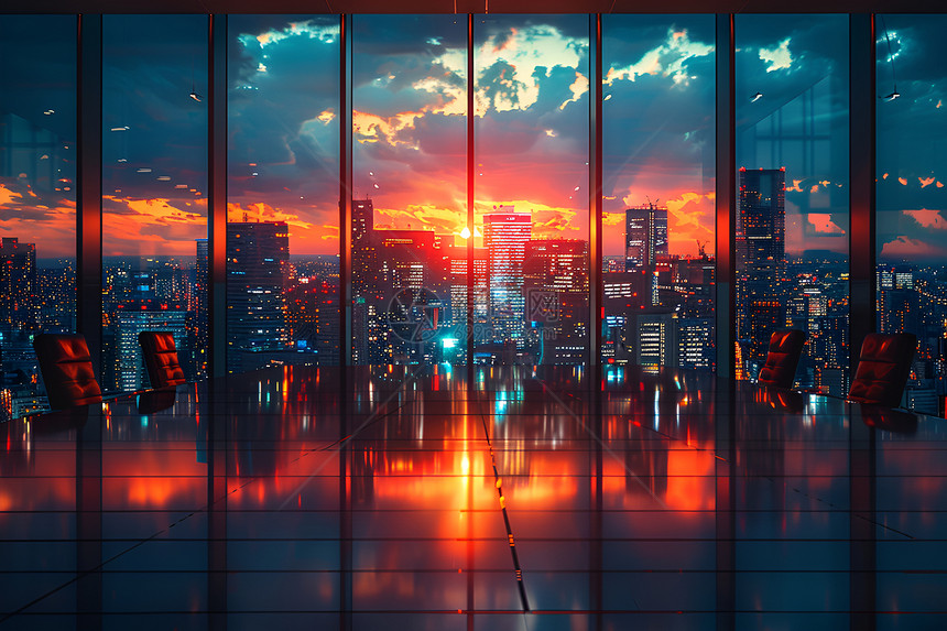 窗外的城市夜景图片