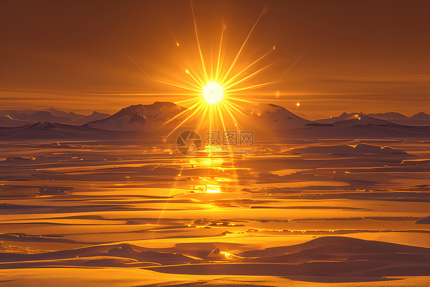 日落时分的湖泊图片