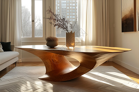 居室中的木质桌子背景图片