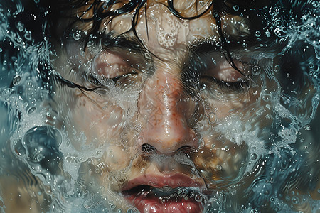 水中闭着眼睛的男人背景图片