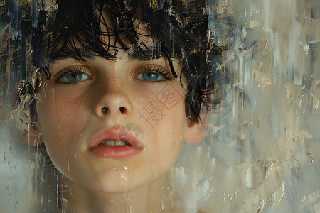 雨水里的女孩背景图片