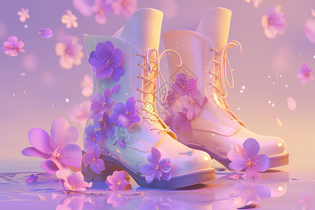 花朵马丁靴背景图片
