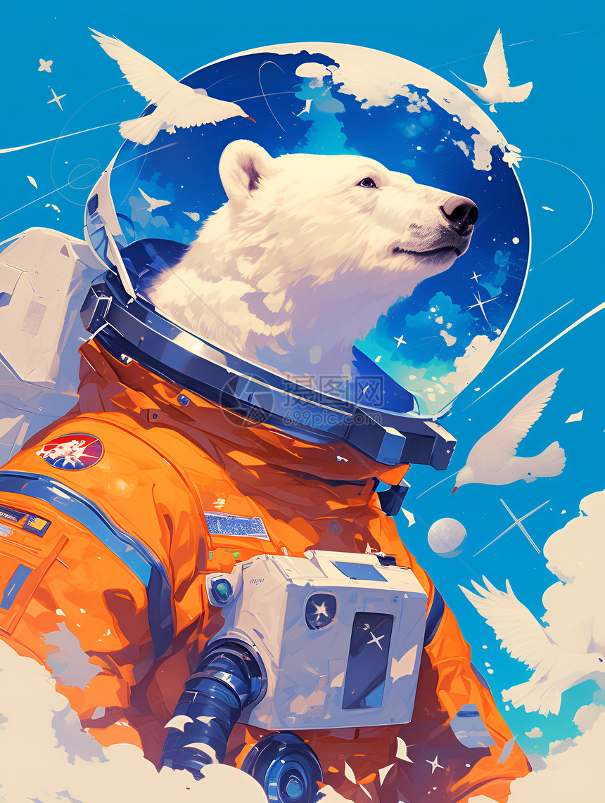 北极熊宇航员图片
