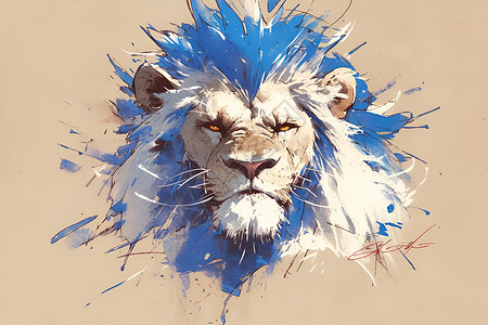 毛茸茸的蓝发狮子背景图片