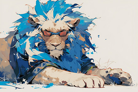 卡通蓝毛狮子背景图片