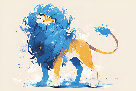 威严的蓝毛狮子背景图片