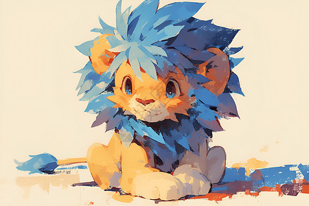 蓝色毛发的狮子背景图片
