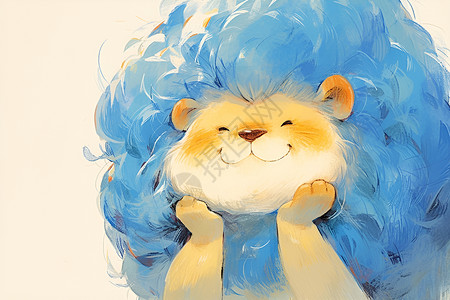 蓝色鬃毛狮子背景图片