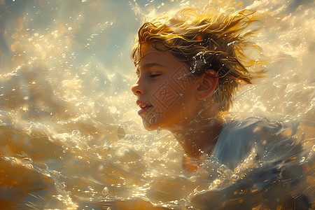 水中的女孩背景图片