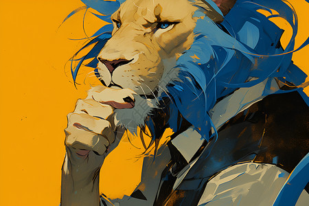 卡通蓝鬃狮子背景图片