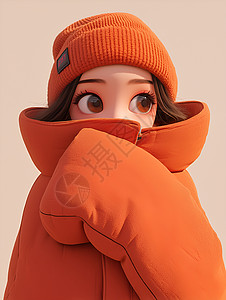 冬日女孩的红衣背景图片