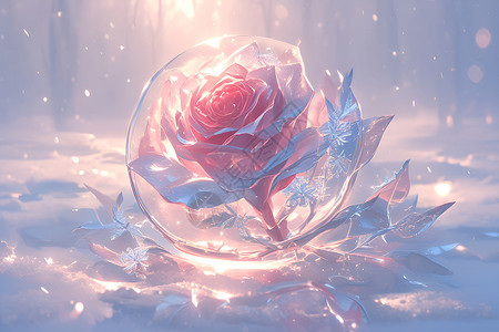 玫瑰与雪花背景图片