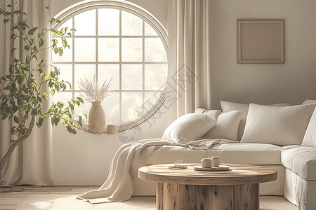 米色单个沙发温馨舒适的家居背景